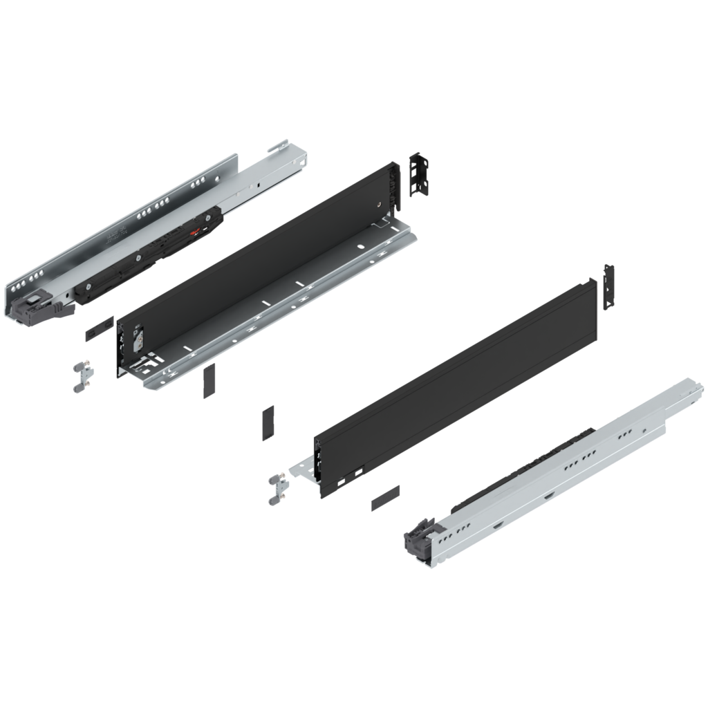 LEGRABOX pure Complete set High fronted pull-out For system height M (106.0 mm)