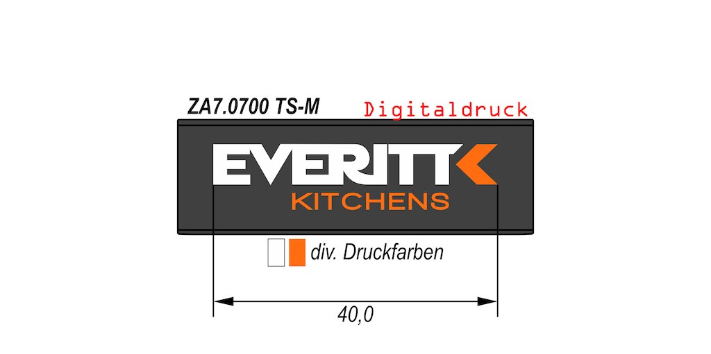 LEGRABOX branding element N, M, K, C, F, logo customised EVERITT KITCHENS
