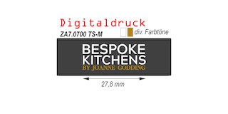 LEGRABOX branding element N, M, K, C, F, logo customised BESPOKE KITCHENS BY JOANNE GODDING