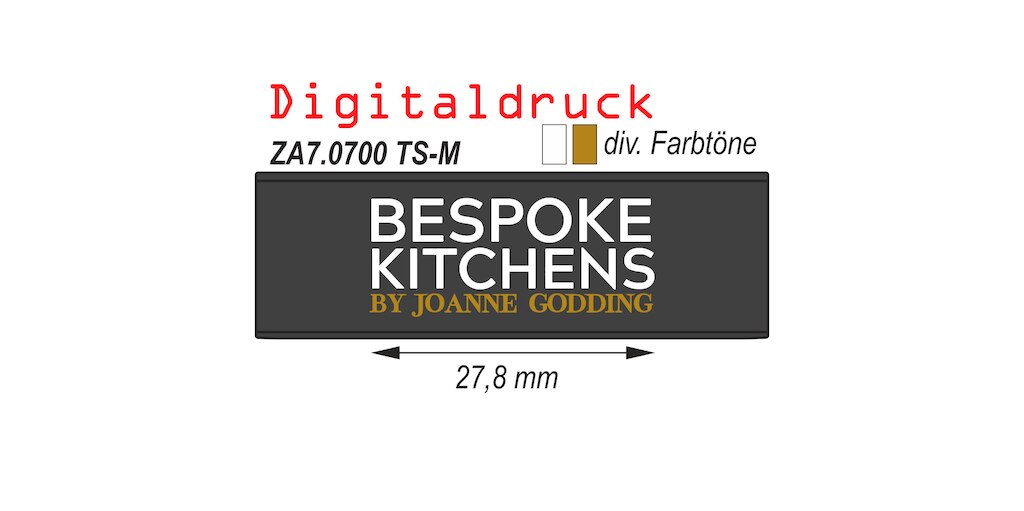 LEGRABOX branding element N, M, K, C, F, logo customised BESPOKE KITCHENS BY JOANNE GODDING