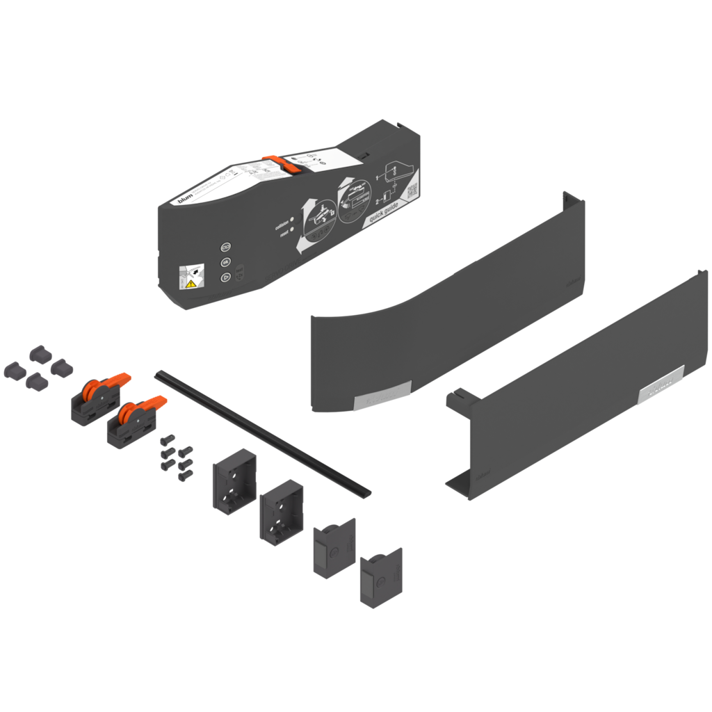 SERVO-DRIVE drive unit set component bundle HF top, HL top, HS top, deep grey/stainless steel brushed lengthwise