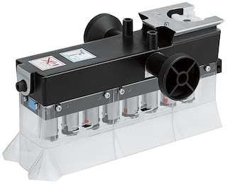 Drilling head with quick connect chuck rotating sense of spindle 4 right, 4 left
