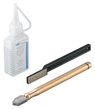 Glass cutter set for glass design element