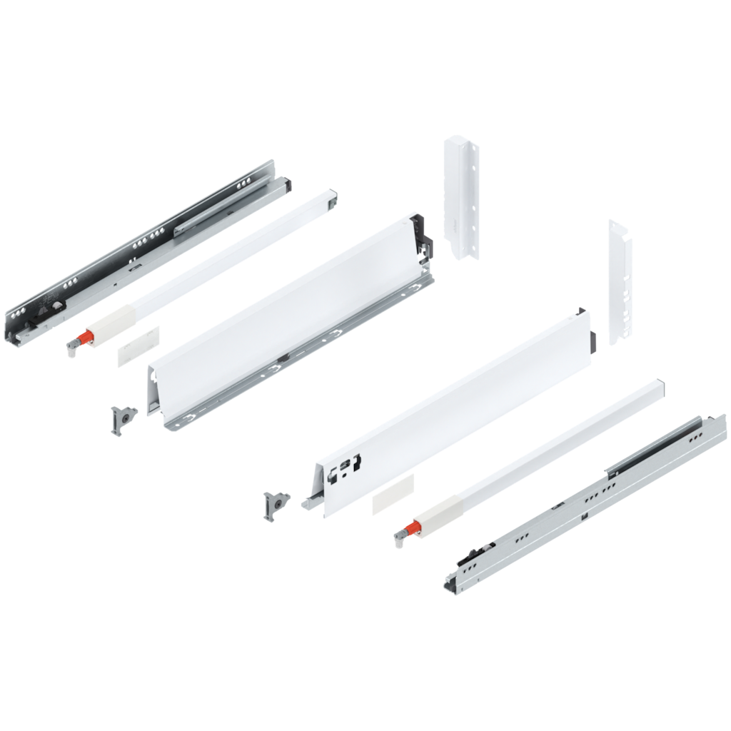 TANDEMBOX Set, Çekmece Sistem yüksekliği (yer ihtiyacı) D (224,0 mm), Tasarım A, Tekli bordür yuvarlak