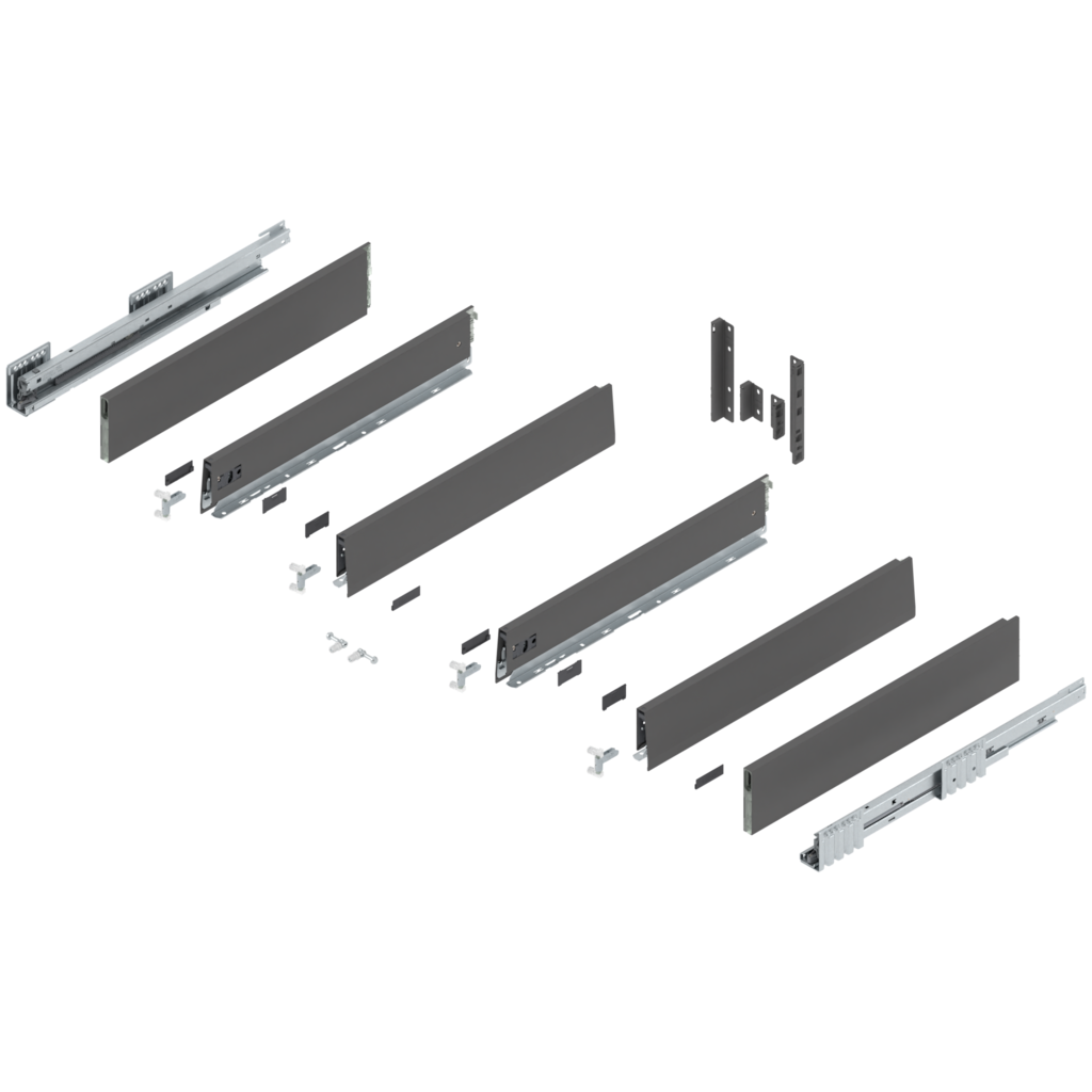 MERIVOBOX SPACE TWIN complete set, drawer height E (209.0 mm), BOXCAP